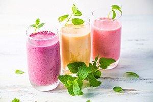 Colorful, healthy smoothies